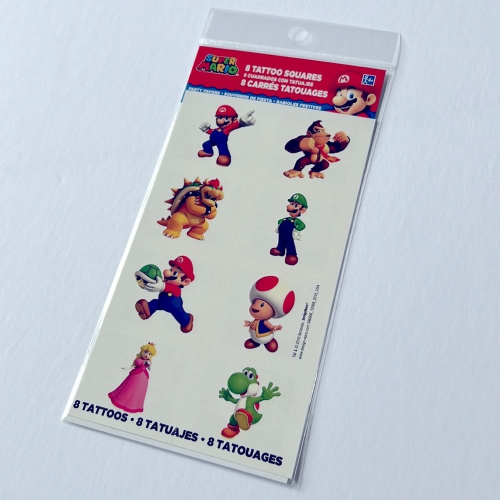 8 pcs Super Mario Temporary Tattoos